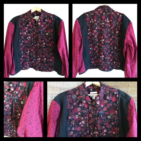 Upcycled Mixed Print Blazer, Size L-XL: Oversized Quirky Button-Down Jacket - Picture 12 of 12
